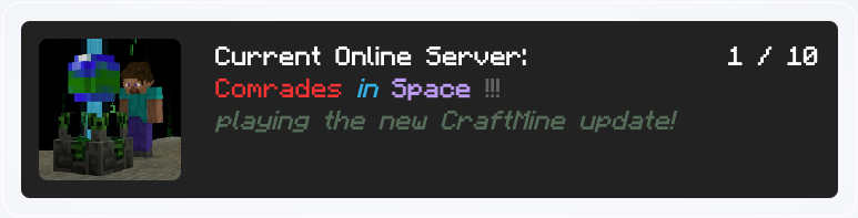 Screenshot of Crafting Comrades Website Server Status Display.