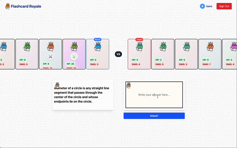 GIF of Flashcard Royale Battle.