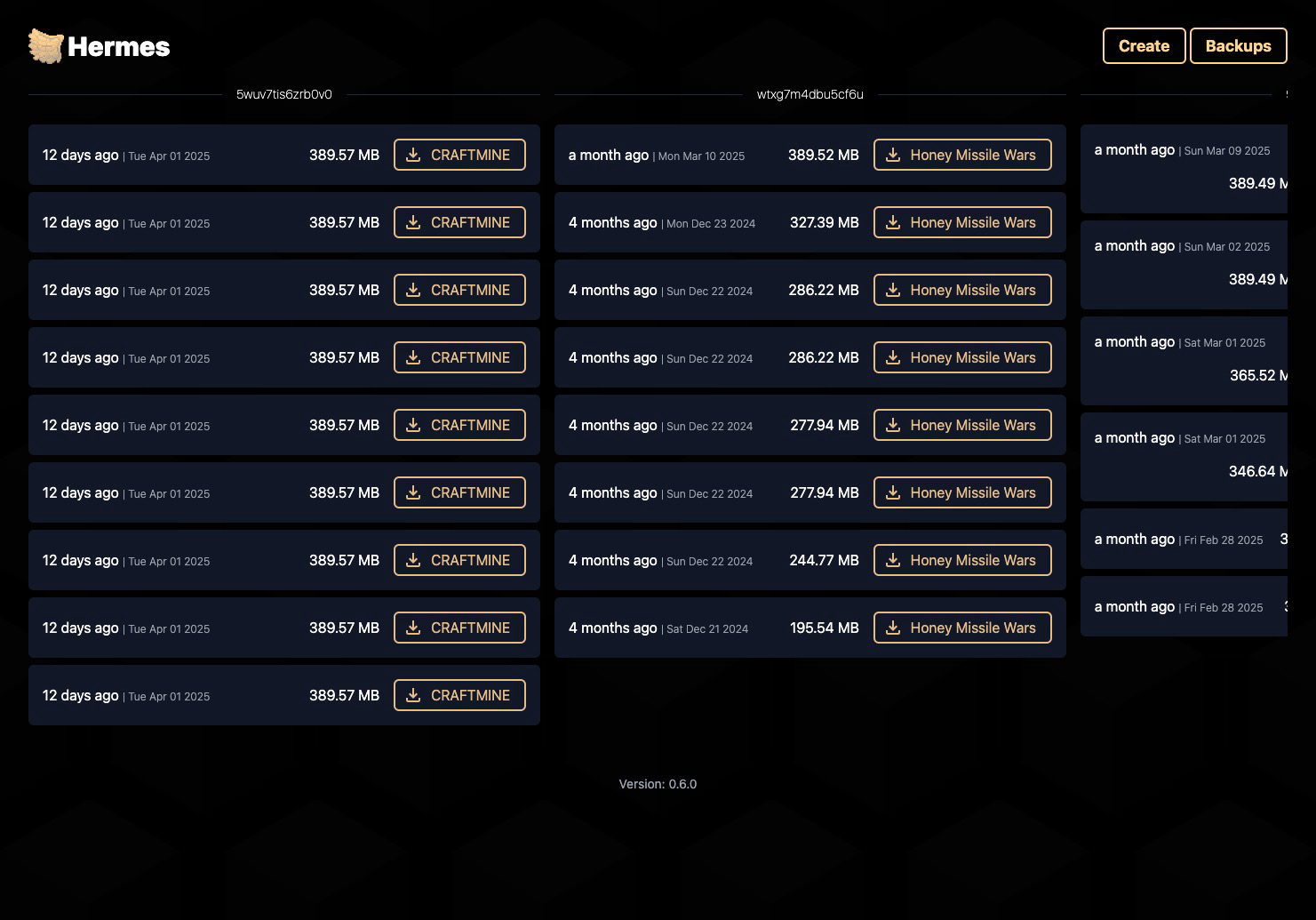Server Backups Screenshot.