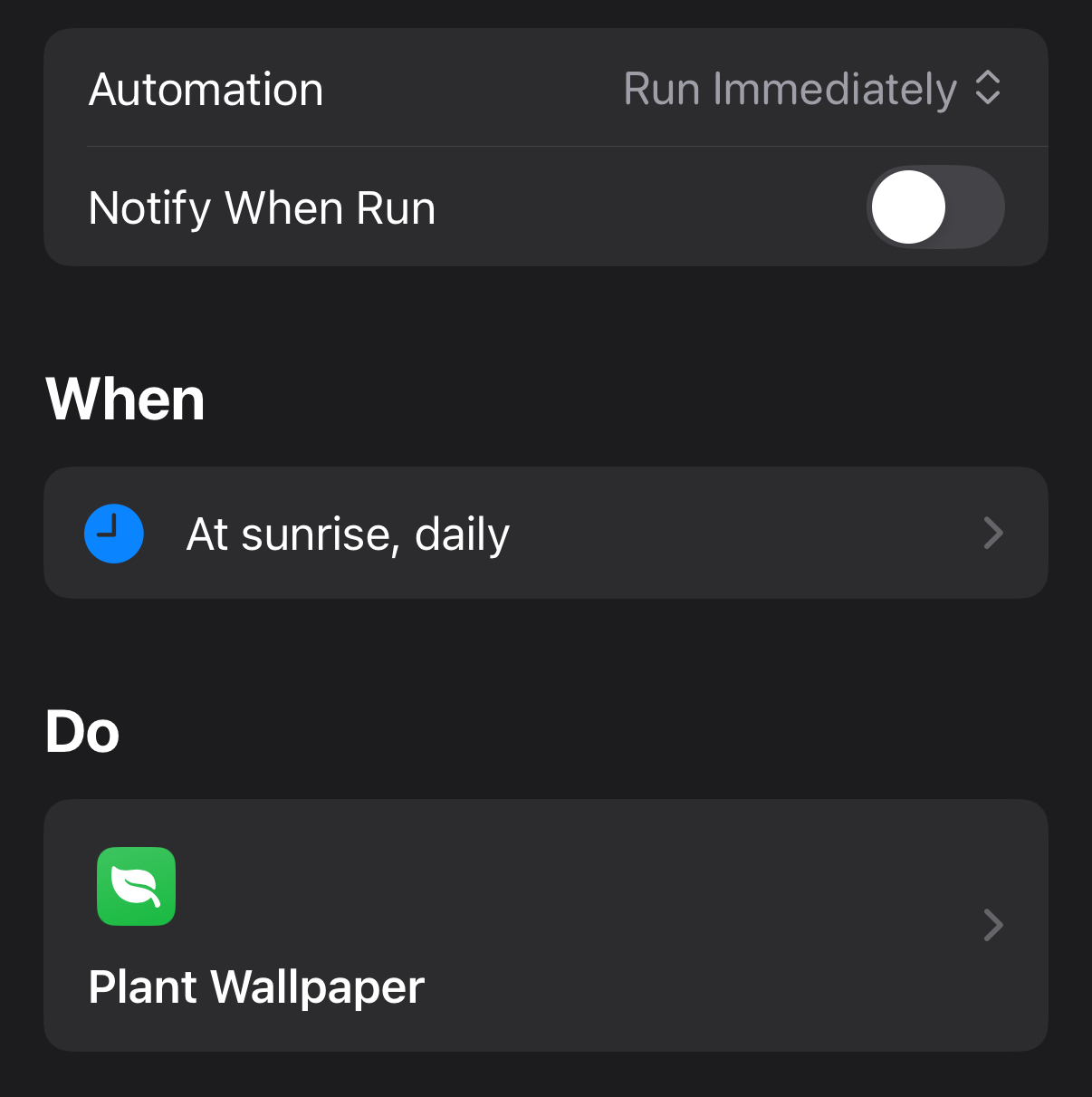 Screenshot of the automation.