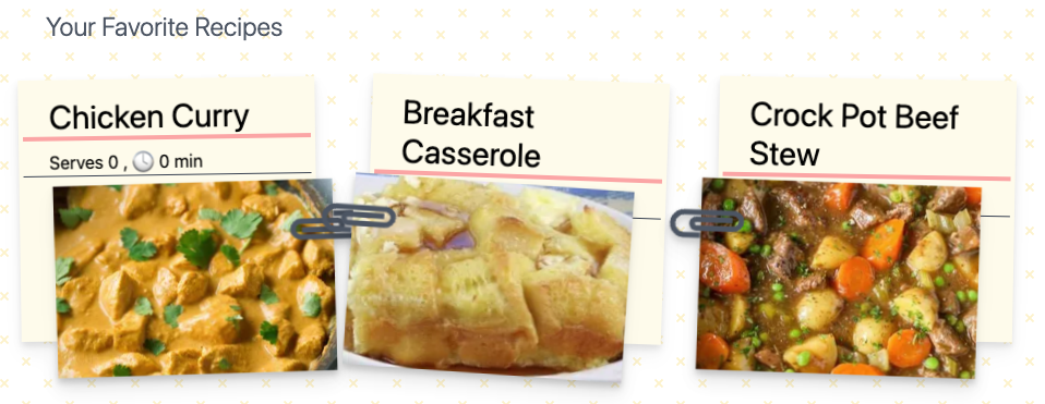 Recipe Bookmarks Screenshot.