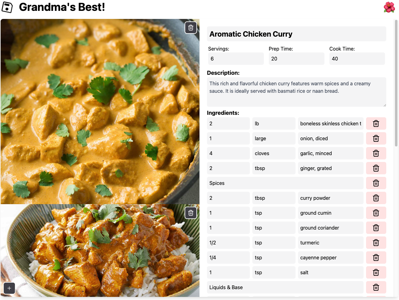 Recipe Creation Screenshot.