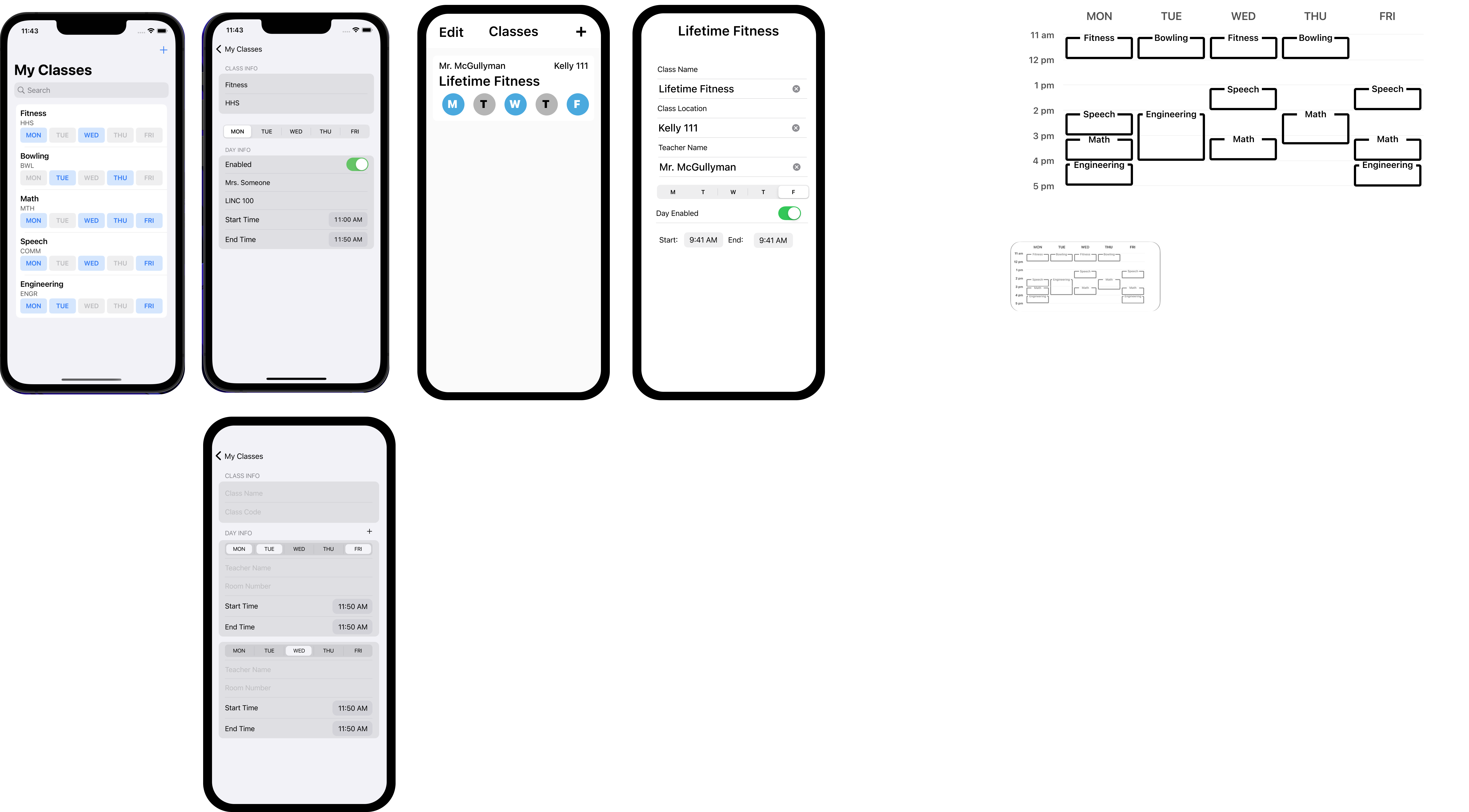 Sketches of the Simple Timeline app.